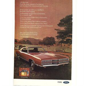 Ford LTD Luxury Car Ranch Horses 1960s Vintage Print Ad 9 inch Tall